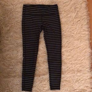 Black and grey striped workout leggings